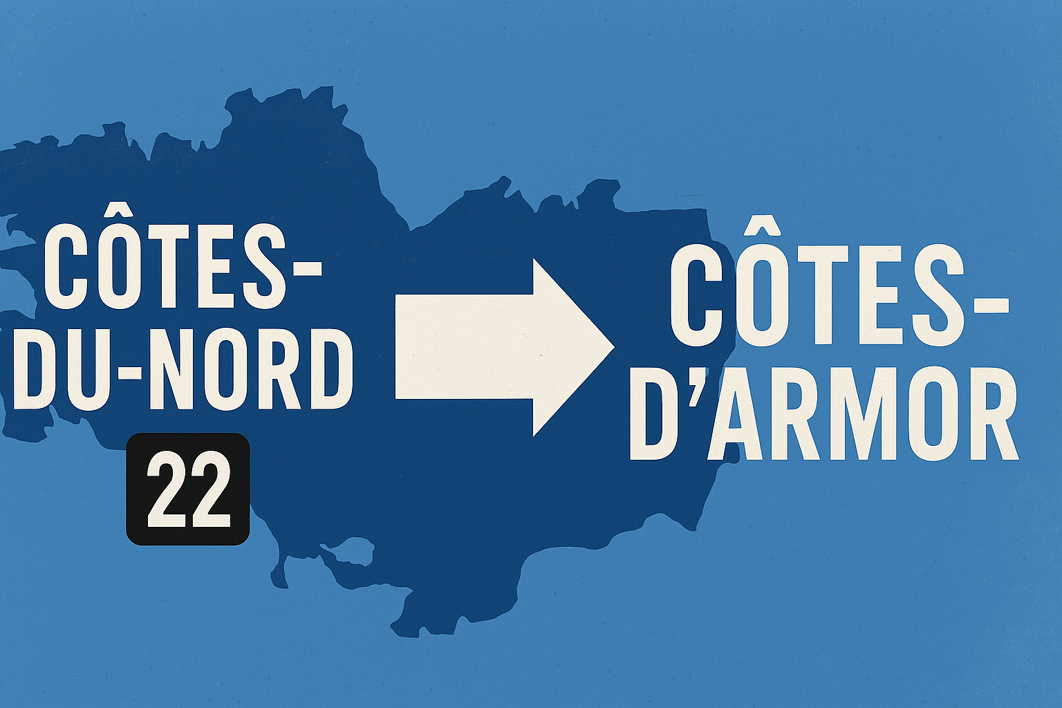 Illustration du changement de nom du département 22